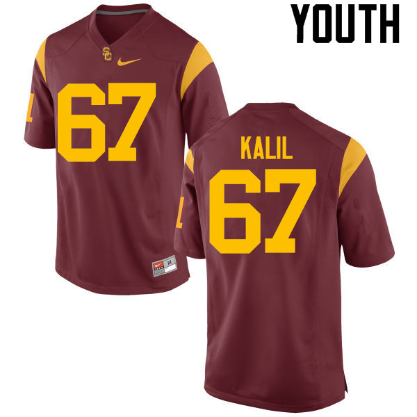 Youth #67 Ryan Kalil USC Trojans College Football Jerseys-Red - Click Image to Close